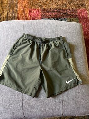 Nike Men's Olive Athletic Shorts with Contrast Panels